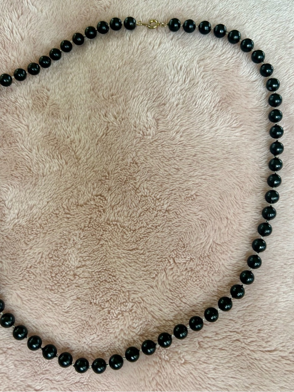 Vintage Black Bead Necklace | 24" Hand Knotted | Audrey Hepburn Style